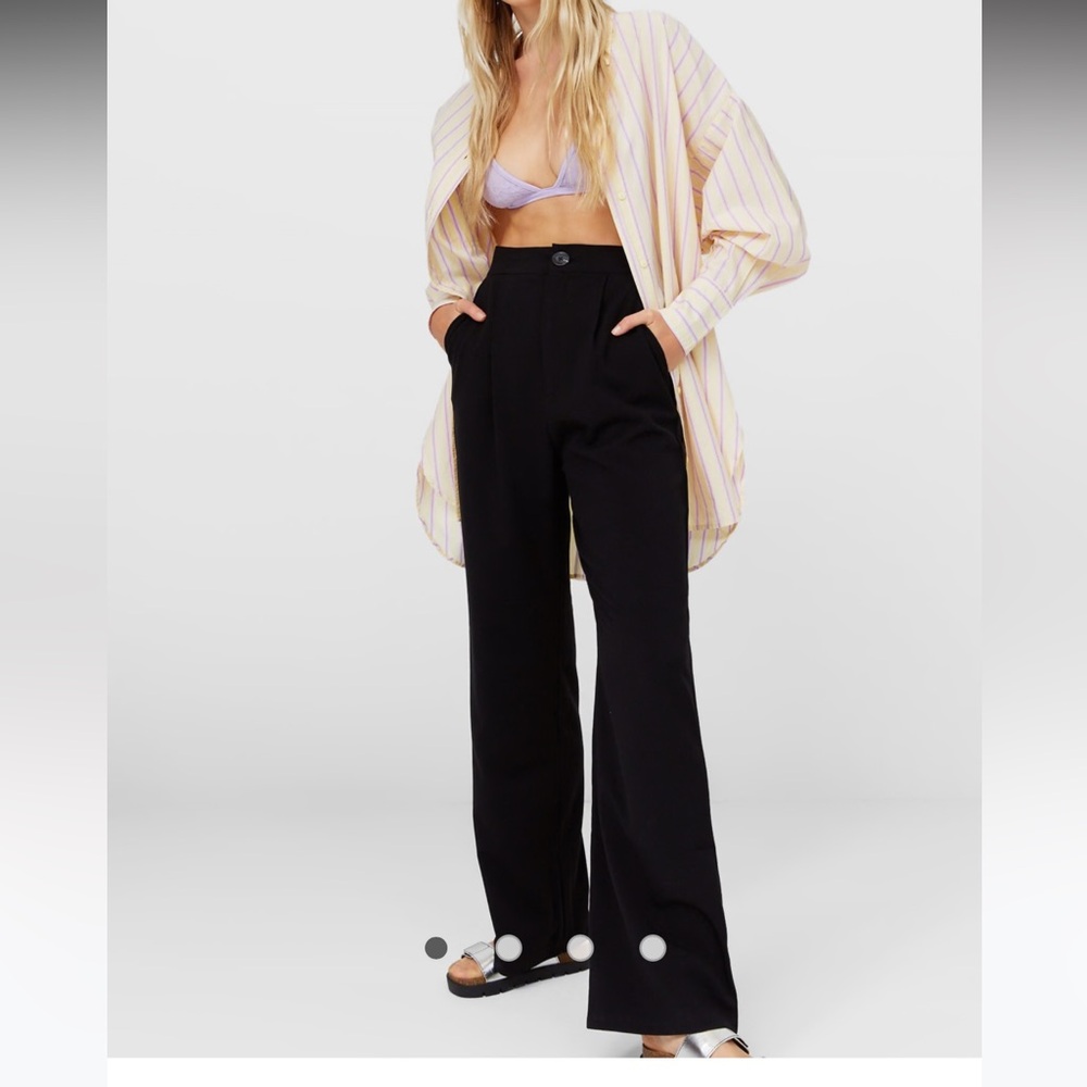 Stradivarius wide leg relaxed dad pants in black
